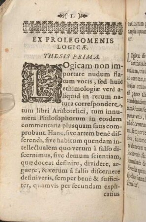 Ex Prolegomenis Logicae. Thesis Prima [- XLIII.]