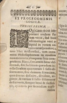 Ex Prolegomenis Logicae. Thesis Prima [- XLIII.]