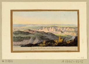 Aussicht vom Lilienstein ins Elbtal, Blick nach Norden in Richtung Rathen und Stolpen, aus: Sächsische Schweiz oder Sieben Blaetter von Ludwig Richter