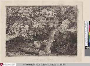 [Der Wasserfall nahe der Wassermühle; La cascade près du moulin à eau; The Cascade near the Water-Mill]