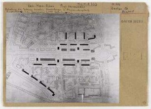 Wettbewerb II. Bauabschnitt der Karl-Marx-Allee: Lageplan. Berlin, Mitte/Friedrichshain, Stalinallee (vor 1949 Frankfurter Allee, seit 1961 Karl-Marx-Allee)/Strausberger Platz/Alexanderplatz/ Schillingstraße