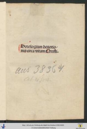 Horologium deuotionis circa vitam Christi