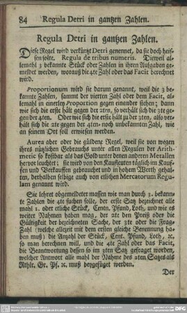 Regula Detri in gantzen Zahlen
