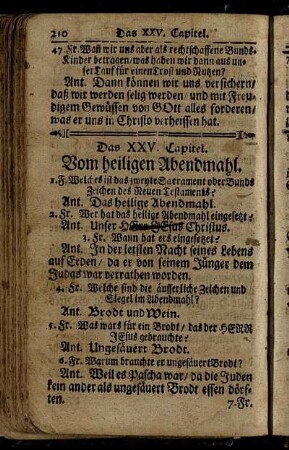 Das XXV. Capitel. Vom heiligen Abendmahl.