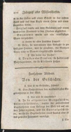 Funfzehnter Abschnitt. Von der Geschichte