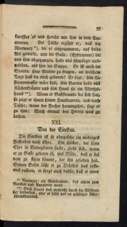 XXI. Von der Eitelkeit.