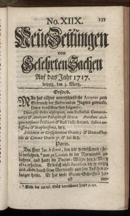 No. XIIX. Leipzig, den 3. Mertz. - No. XXVI. Leipzig, den 31. Mertz.