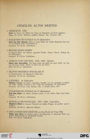 Gemälde alter Meister (Nr. 1-34)