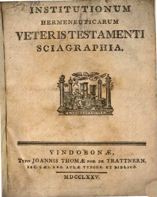 Institutionum Hermeneuticarum Veteris Testamenti Sciagraphia