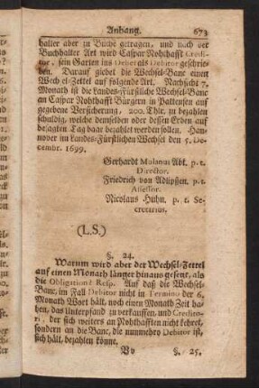 673-686, Warum wird aber der Wechsel-Zettel auf einen Monath länger hinausgesetzt...