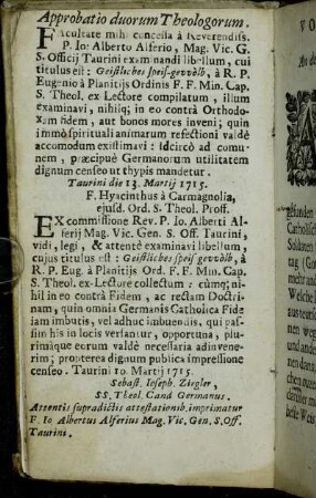 Approbatio duorum Theologorum.
