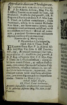 Approbatio duorum Theologorum.