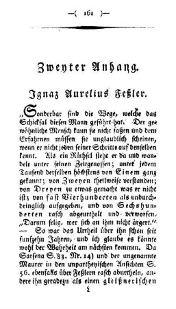 Zweyter Anhang. Ignaz Aurelius Feßler.