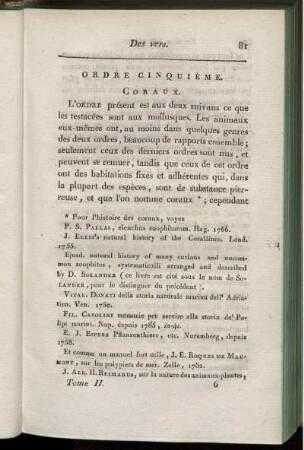 Ordre Cinquième. Coraux.