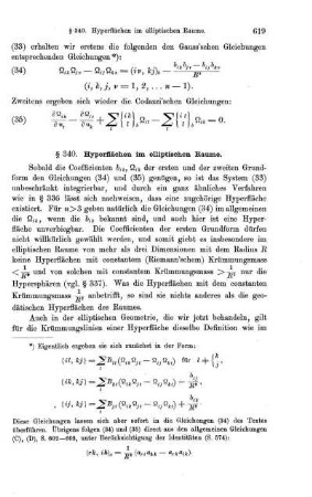 § 340. Hyperflächen im elliptischen Raume.