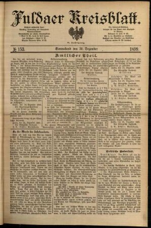 Erste Ausgabe vom Samstag, den 30. Dezember 1899.