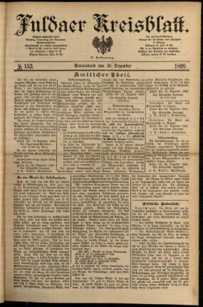 Erste Ausgabe vom Samstag, den 30. Dezember 1899.