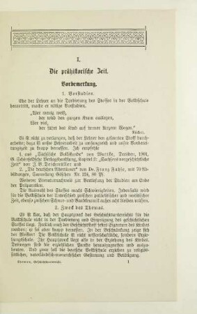 I. Die prähistorische Zeit