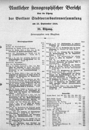 Sitzung 31, 23. September 1926