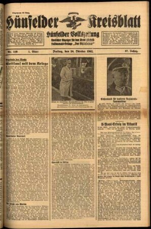 Erste Ausgabe vom Freitag, den 24. Oktober 1941.