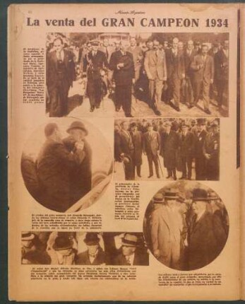 La venta del gran campeón 1934 [Fotografías]