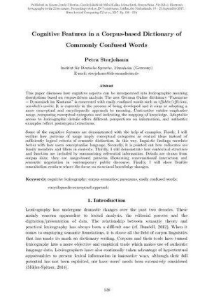 Cognitive features in a corpus-based dictionary of commonly confused words