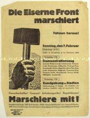 Aufruf zu einer Demonstration der Eisernen Front am 7. Februar 1932 in Dresden