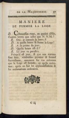 Maniere De Fermer La Loge