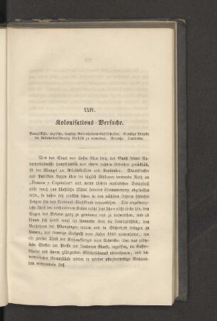 XXIV. Kolonisations=Versuche.
