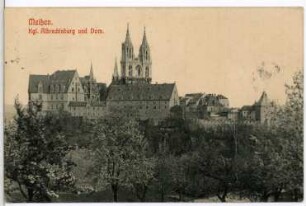 Meißen. Burgbergmit Albrechtsburg, Kornhaus und Domtürmrn