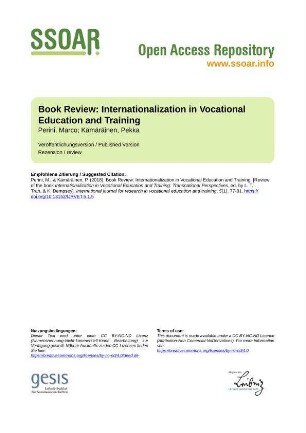 Book Review: Internationalization in Vocational Education and Training