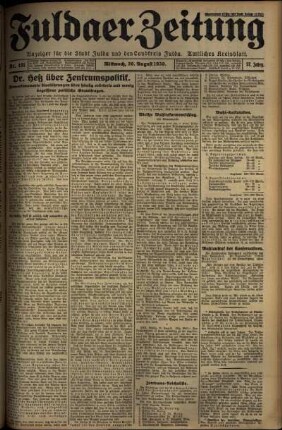 Erste Ausgabe vom Mittwoch, den 20. August 1930.