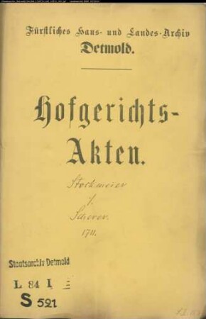 Stockmeyer, Kaspar in Lemgo gegen Jürgen Scheers Witwe und Hnerich Bödeker - Länderei am Biesterberge