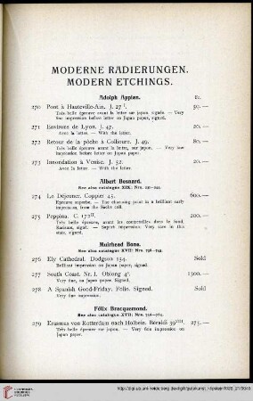 Moderne Radierungen / Modern Etchings (Nr. 270-394)
