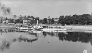 Dresden. Personen-Seitenraddampfer "Pillnitz" (1886, Blasewitz) in Fahrt stromauf