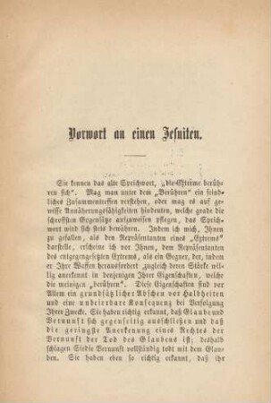 Vorwort an einen Jesuiten.