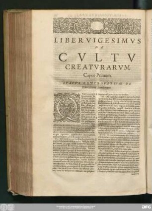 Liber Vigesimus. De Cultu Creaturarum.