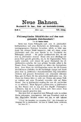 Philosophische Rückblicke auf das ausgehende Jahrhundert