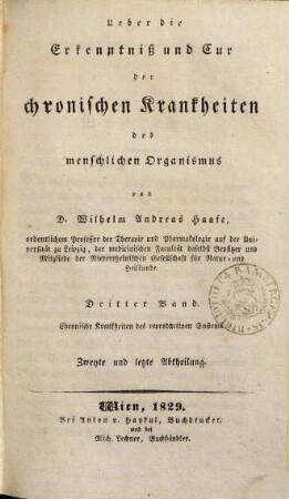 Über die Erkenntniß und Cur der chronischen Krankheiten des menschlichen Organismus, 3,2