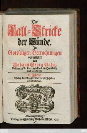 Zehend 2: Wobey das Register über beyde Zehnden
