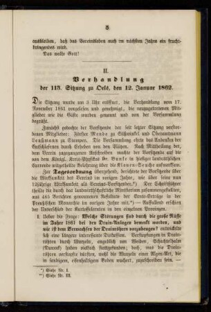 II. Verhandlung der 113. Sitzung zu Oels, den 12. Januar 1862