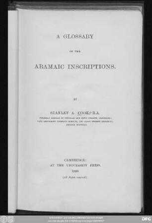 A glossary of the Aramaic inscriptions