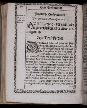 Erste Trostpredigt