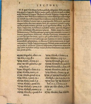 Hebraea, Chaldaea, Graeca et Latina nomina virorum mulierum, quae in Bibliis leguntur, restituta