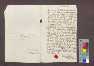 Vollmacht des Franz Ignaz Reich von Reichenstein für seinen Amtmann bei der Erbschaftsverhandlung des Dompropsts Münch von Münchenstein.