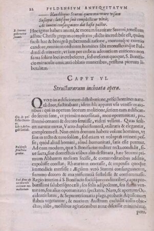 Caput VI. Structurarum inchoata opera.