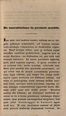 De auscultatione in pectoris morbis : dissertatio inauguralis