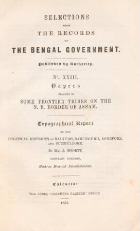 Papers relating to some frontier tribes on the N.E. border of Assam