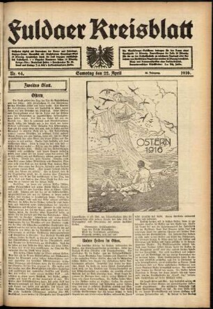 Zweite Ausgabe vom Samstag, den 22. April 1916.