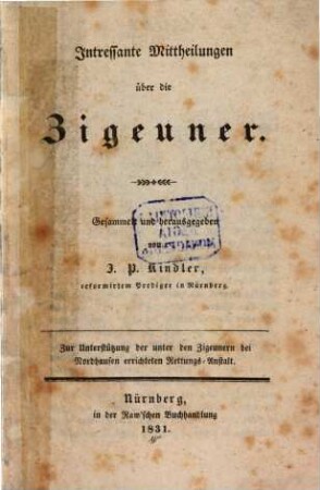 Interessante Mittheilungen über die Zigeuner